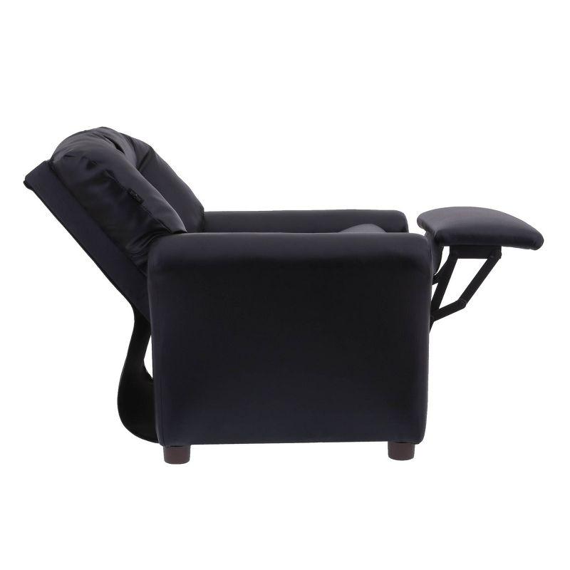 Eco-Friendly Traditional Black Faux Leather Kids' Recliner