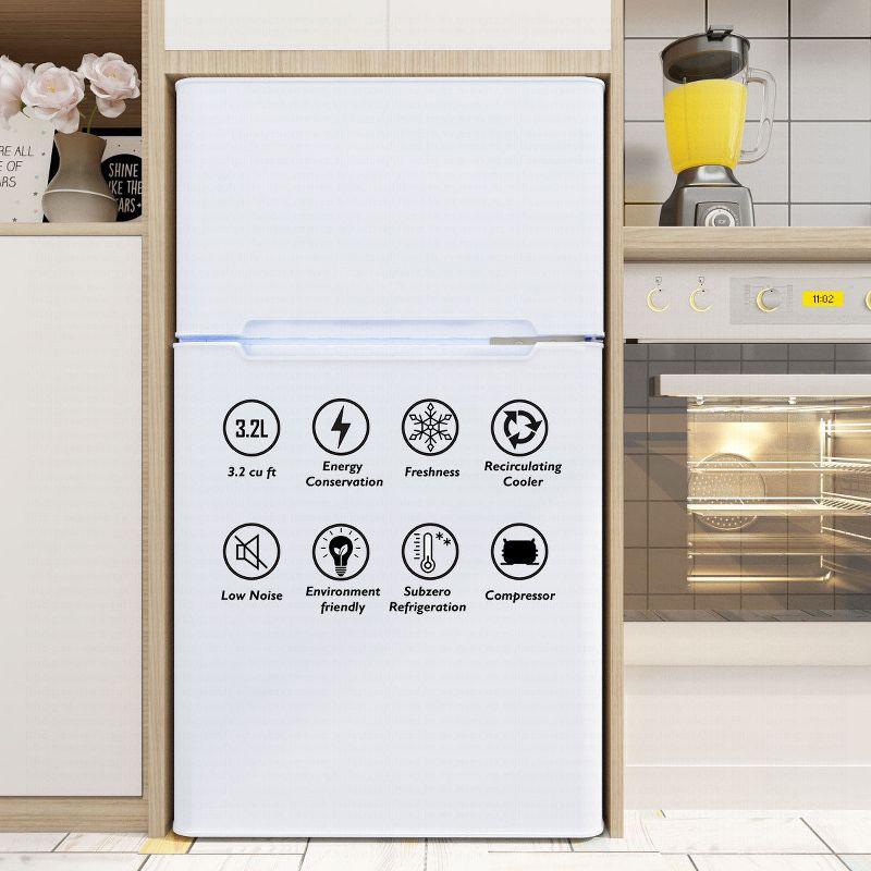 Costway Costway 3.2 Cubic Feet Portable Freestanding Mini Fridge with Freezer