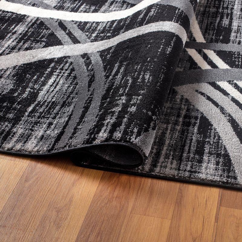 World Rug Gallery Contemporary Abstract Circles Design 3'3" x 5'  Black Area Rug