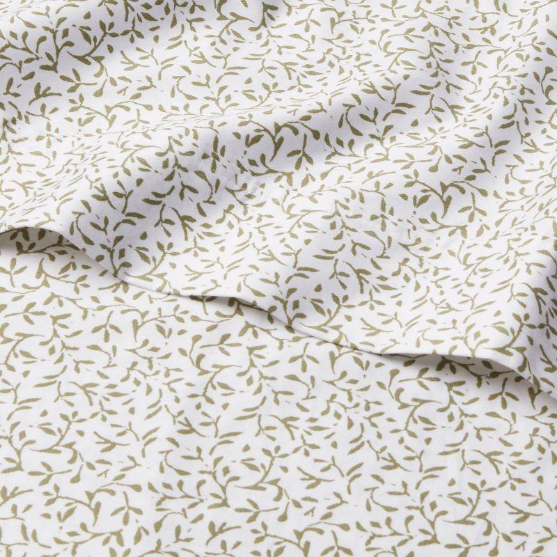 Twin/Twin XL Printed Performance 400 Thread Count Sheet Set Green Vine - Threshold™: Cotton Sateen, 3-Piece Set, OEKO-TEX Certified