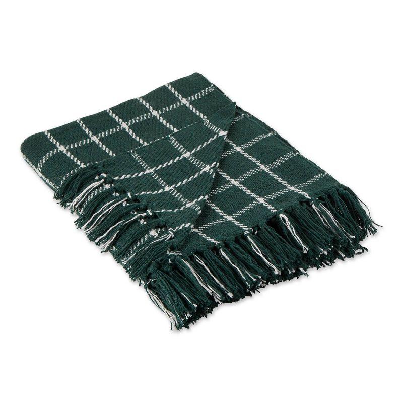 50"x60" Checked Plaid Throw Blanket Dark Green - Design Imports: Lightweight, Woven Cotton, Cozy for All Ages