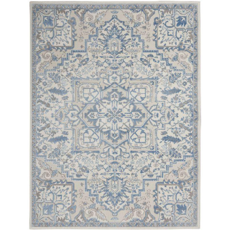 Nourison Elation Bohemian Medallion Indoor Rug Ivory Blue 4' x 6'