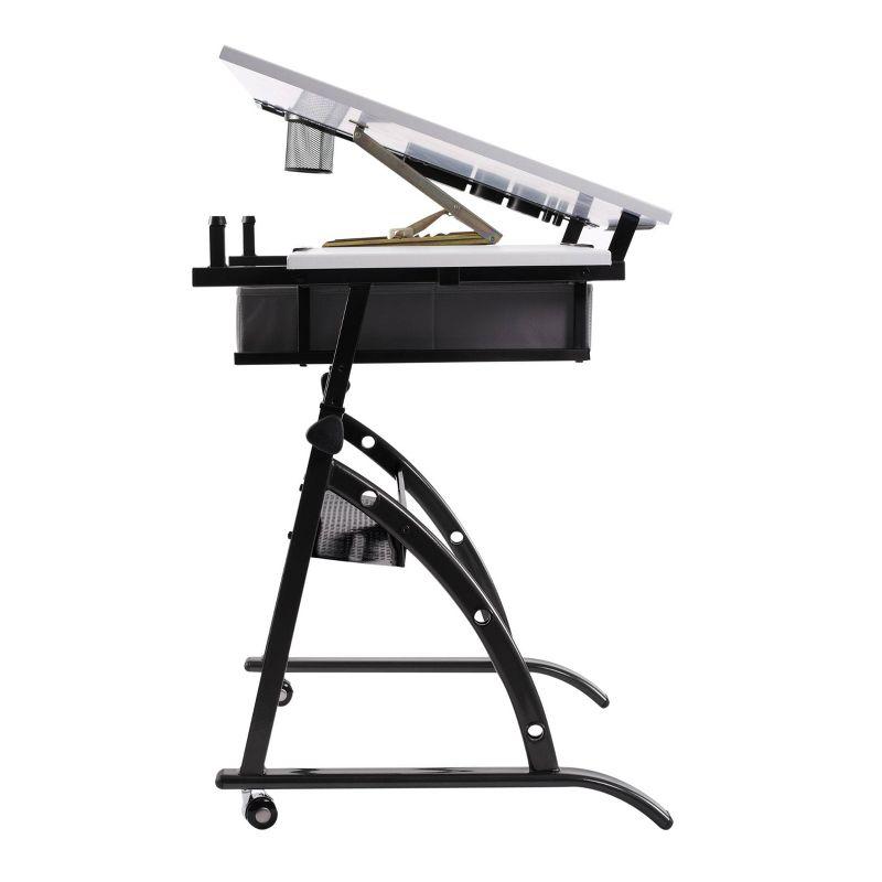 Core Drawing Table & Stool Set, Adjustable Art Desk with Storage, Charcoal Black/White - Studio Designs: Laminate Surface, Metal Frame