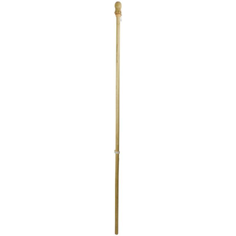 5-Foot Natural Wood Flagpole with Anti-Furling Ring and Bracket Kit