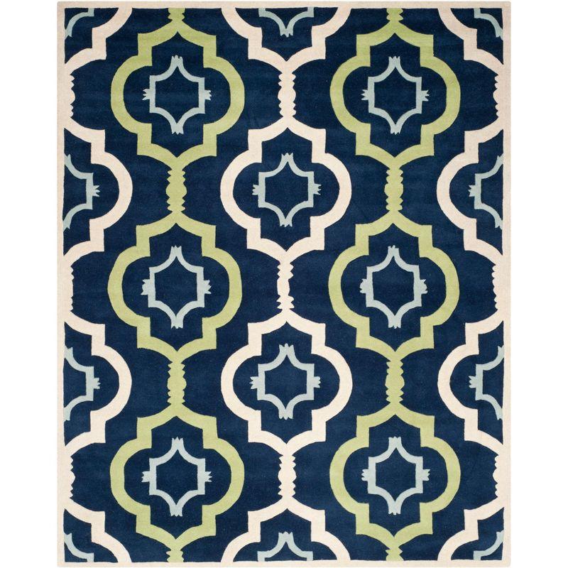 Chatham Dark Blue and Green Hand-Tufted Wool 8' x 10' Area Rug