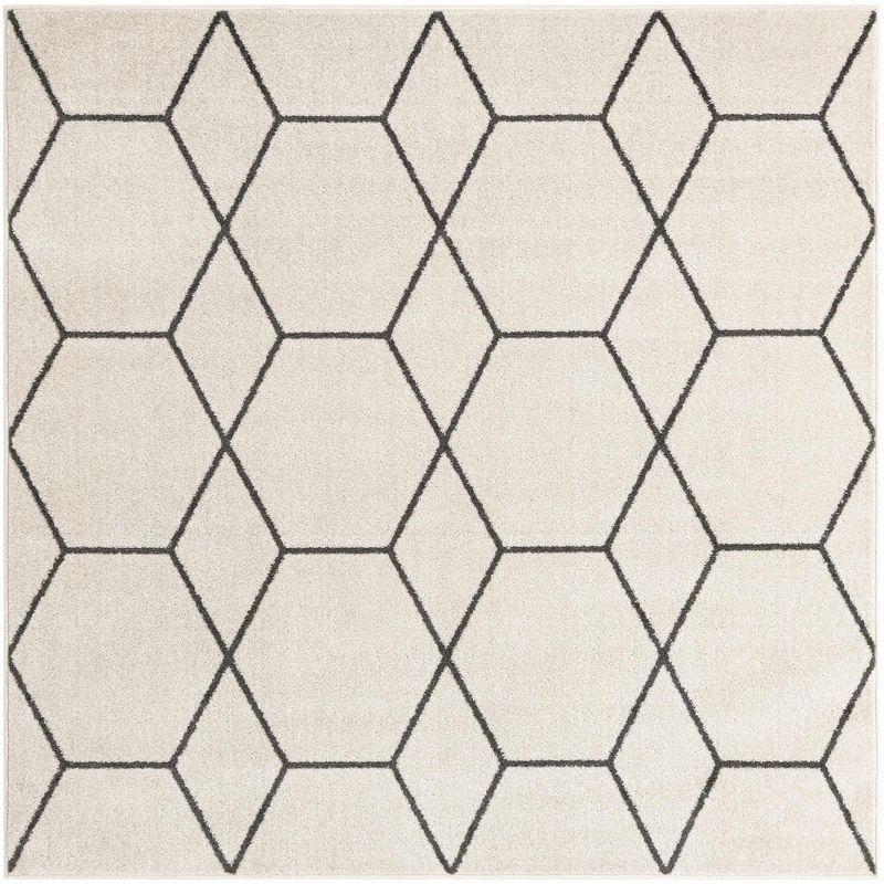 Unique Loom 6' 0 x 6' 0 Trellis Frieze Geometric Ivory Area Rug