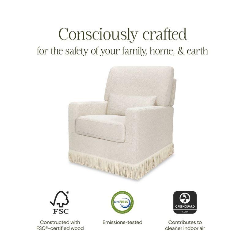 Namesake Crawford Pillowback Comfort Swivel Glider - Ivory Boucle with Ivory Tassel Fringe