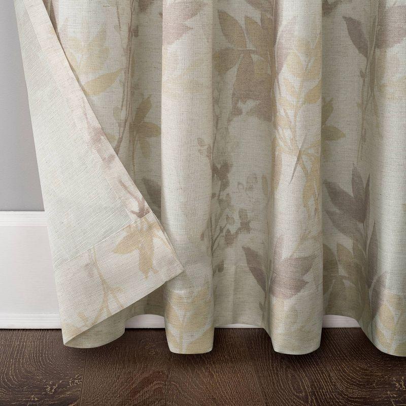 Hilary Watercolor Floral Linen Blend Semi - Sheer Rod Pocket Curtain Panel Blush - No. 918