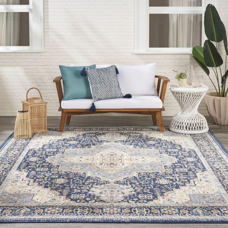 Nourison Essentials Persian Vintage Indoor Outdoor Area Rug Navy 8' x 10'