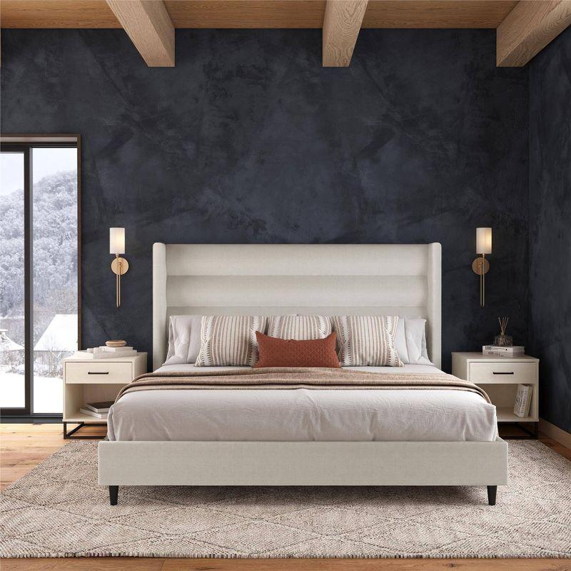 Novogratz Louis King Upholstered Wingback Bed