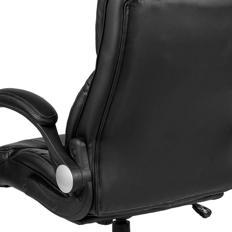 Flash Furniture Hansel High Back Black LeatherSoft Executive Swivel Office Chair with Double Layered Headrest and Open Arms