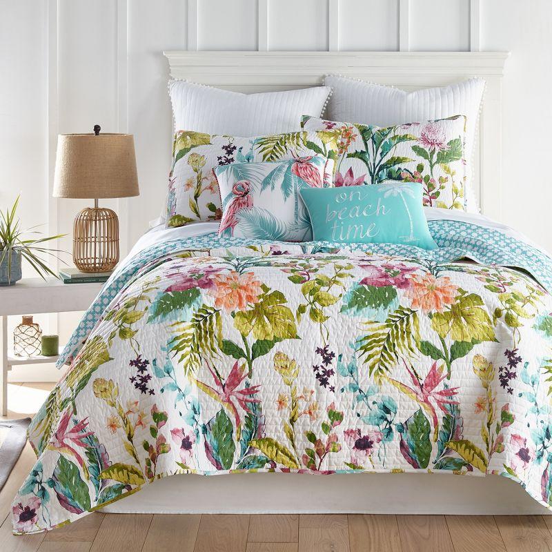 Malana Tropical Multicolor Cotton Reversible Full/Queen Quilt Set