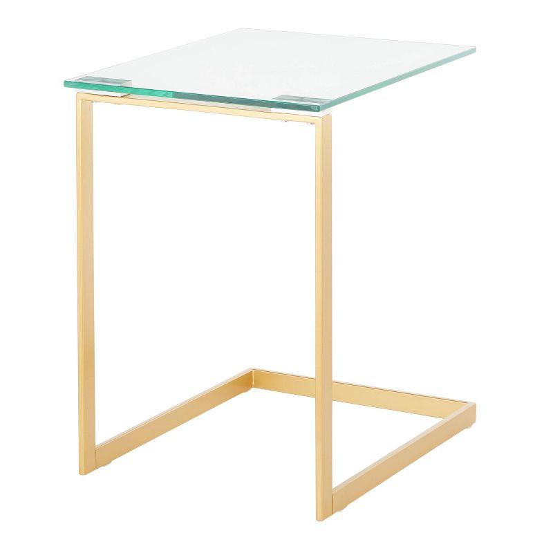 Zenn Gold Metal and Clear Glass Rectangular Side Table