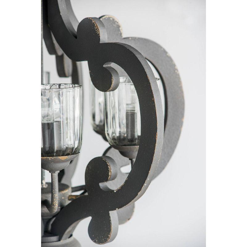 21"x24" 6-Light Wood Chandelier Ceiling Light Gray - A&B Home: No Assembly, UL Listed, Adjustable Height