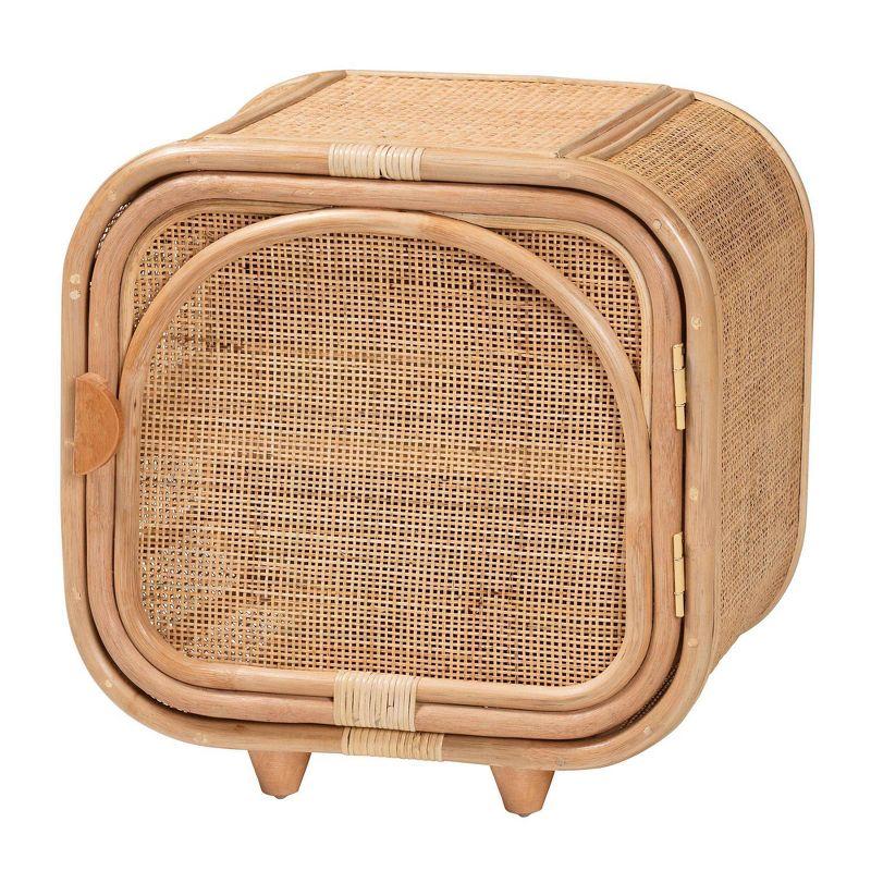 Keita Natural Rattan Bohemian Rectangle Nightstand