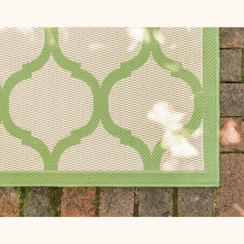 Unique Loom 6' 1 x 9' 0 Beige and Green Outdoor Trellis Moroccan Area Rug