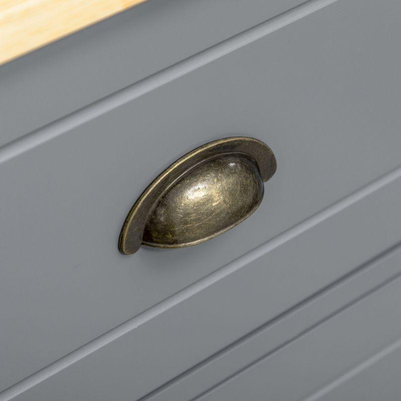 HOMCOM Buffet Cabinet with 3 Storage Drawers and Adjustable Shelves, 2 Door Sideboard with Rubber Wood Top, Coffee Bar for Living Room, Gray