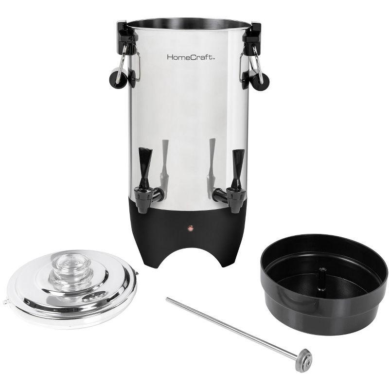 HomeCraft Quick-Brewing Stainless Steel 1000-Watt Automatic 45-Cup Double-Faucet Coffee Urn, Perfect For Coffee, Espresso, Hot Water, Tea, Hot Chocolate