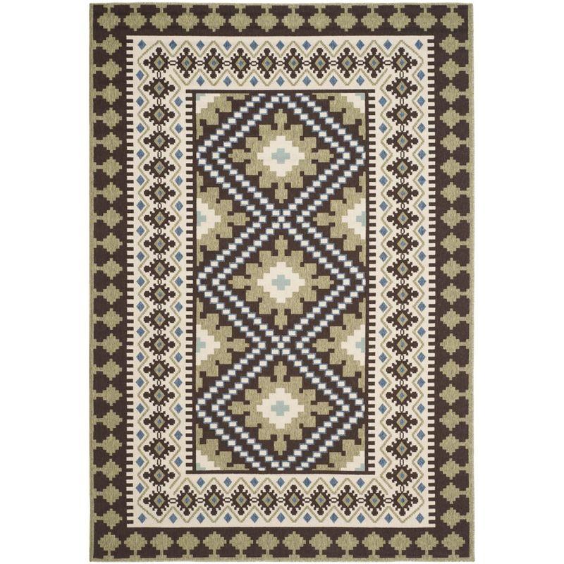 Veranda VER099 Power Loomed Indoor/Outdoor Area Rug - Chocolate/Green - 5'3"x7'7" - Safavieh
