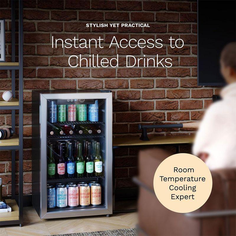hOmeLabs hOmeLabs Beverage Refrigerator and Cooler - Glass Door Mini Fridge with 120 Slim Cans Capacity