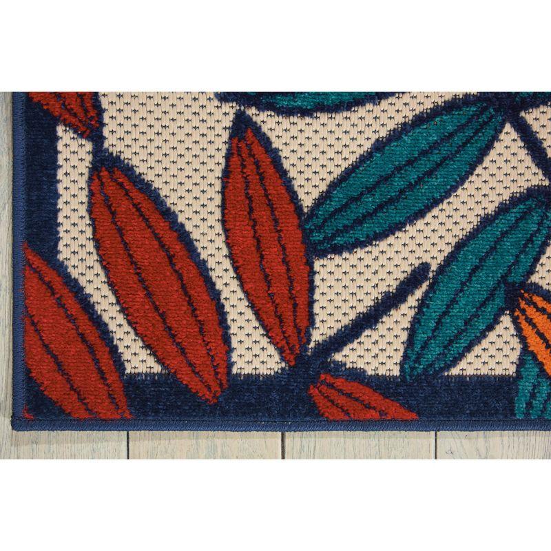 Nourison Aloha Floral Leaf Flatweave High-Low Indoor Outdoor Area Rug Multicolor 5'3" x 7'5"