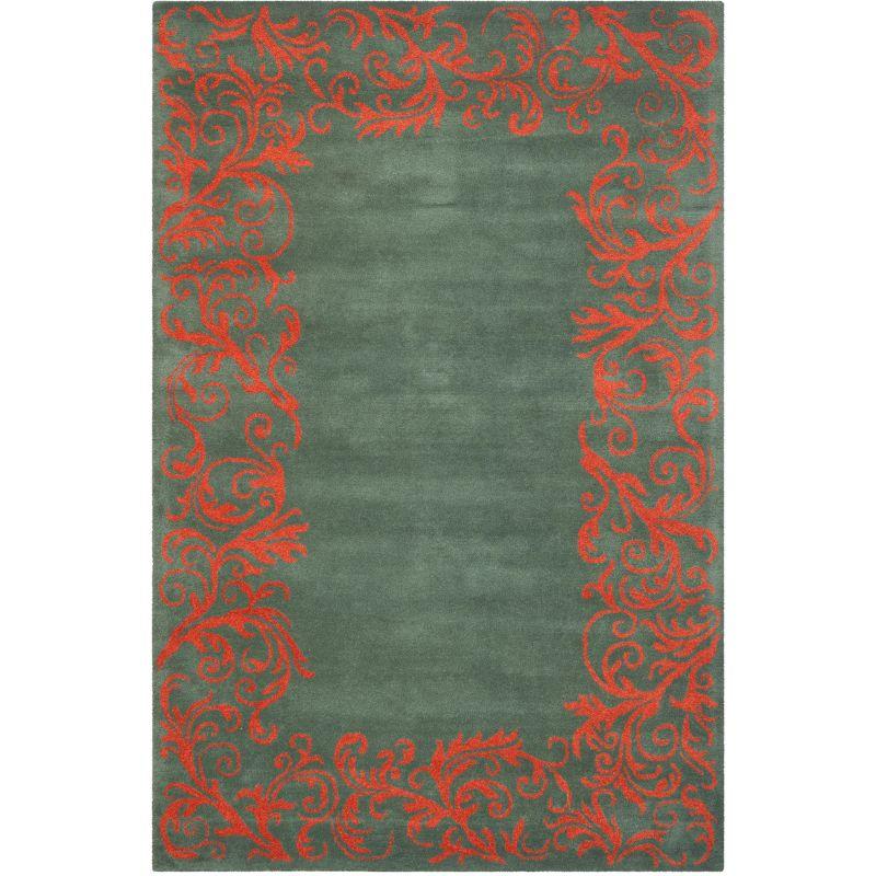 Handmade Bella Blue Floral Wool 6' x 9' Tufted Area Rug