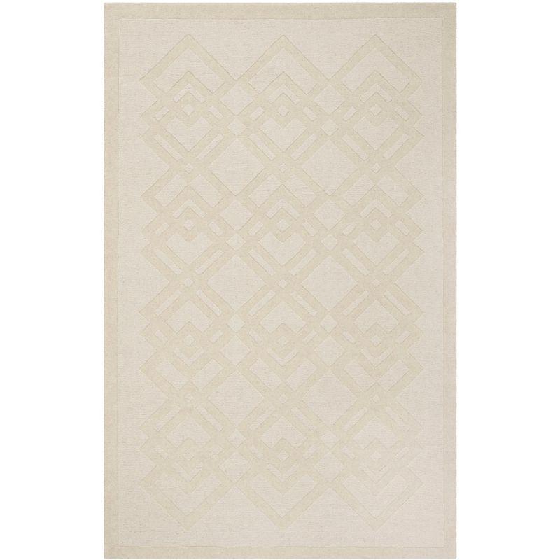 Ivory Diamond Braided Handmade Wool 5' x 8' Area Rug