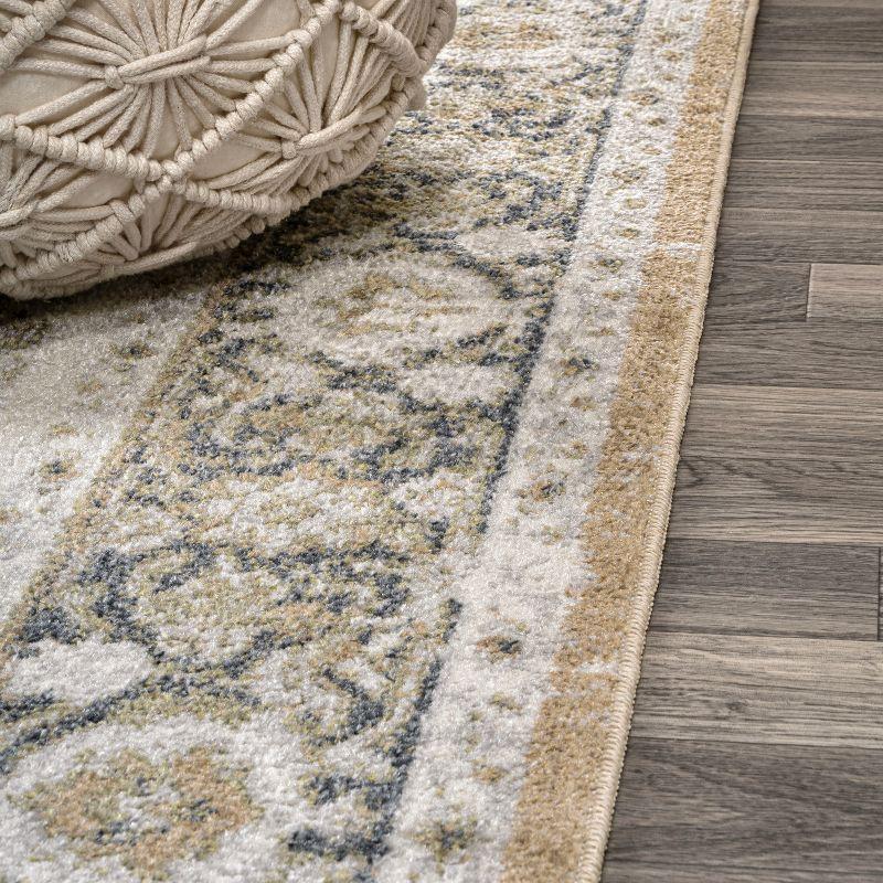 JONATHAN Y Keesha Bold Distressed Medallion Low-Pile Machine-Washable Green/Cream 5 ft. x 8 ft. Area Rug
