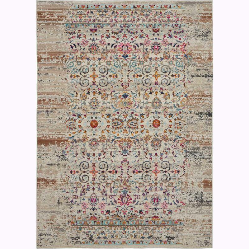 Nourison Vintage Kashan VKA02 Ivory/Light Blue/Orange Indoor Area Rug - 4' x 6'