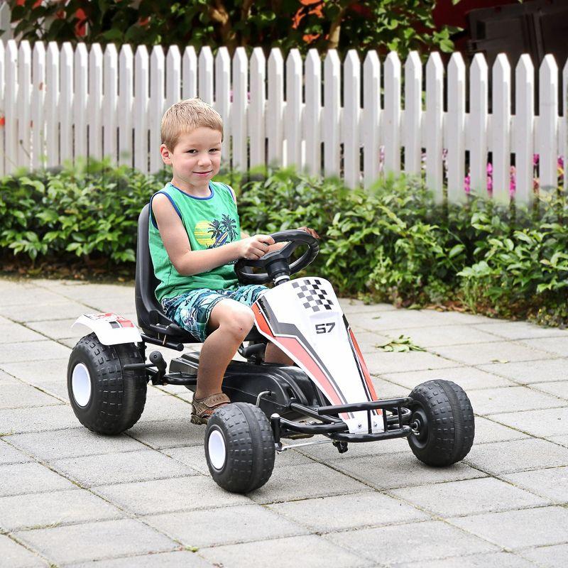 Aosom White and Black Pedal Go Kart with Adjustable Seat