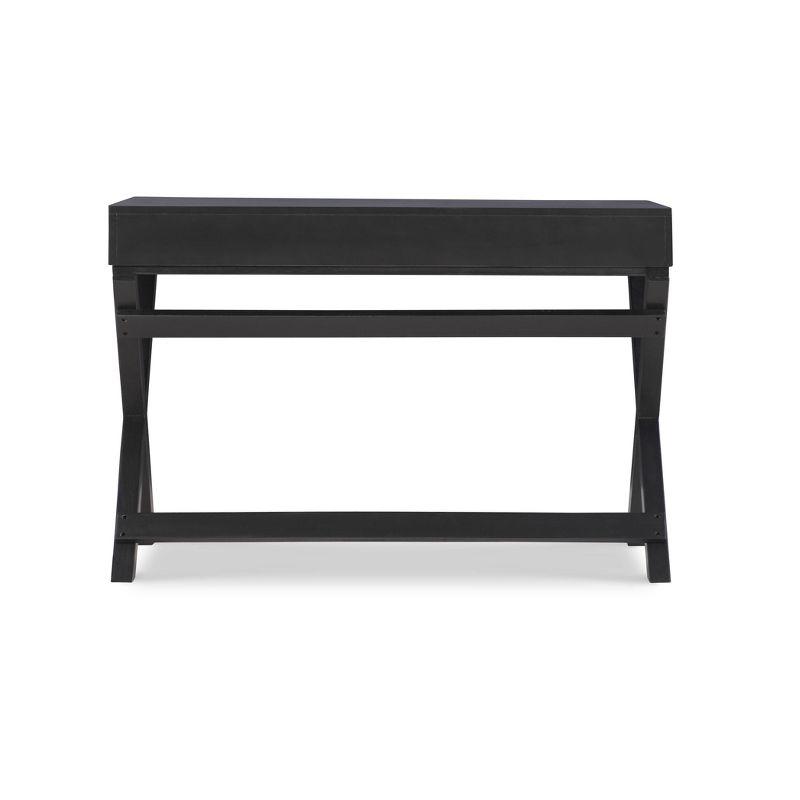 Sleek X-Framed Black Wood Writing Desk with Silver Hardware