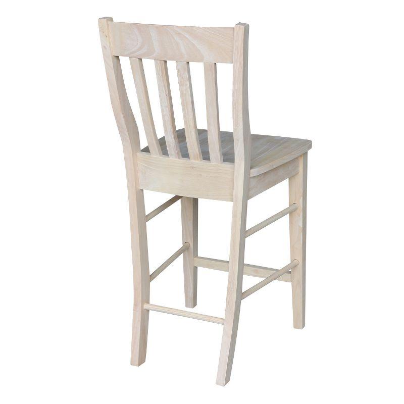 Traditional Unfinished Solid Parawood 24" Cafe Barstool