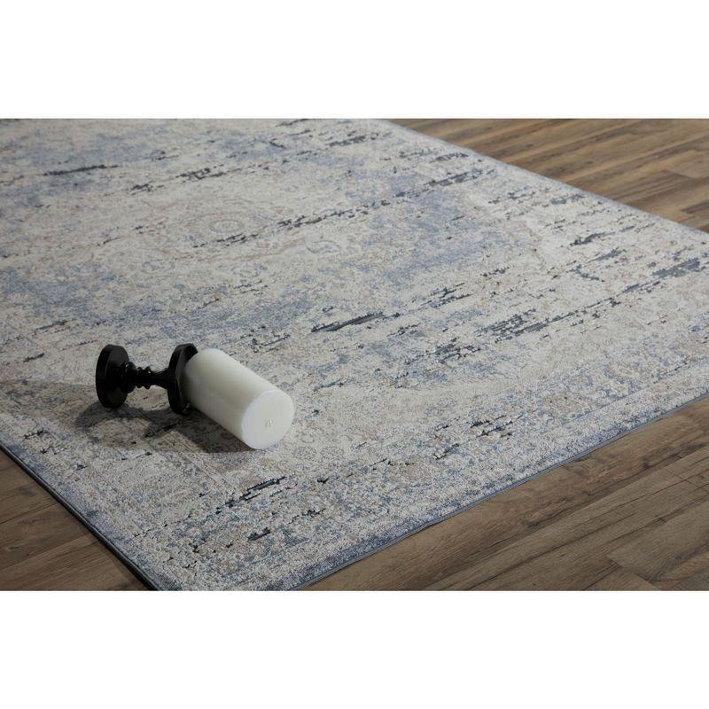 Rugs America Castle CB400A Blue Tan Abstract Transitional Blue Area Rug for Dining Room Rug Neutral Rug Living Room Rug Kitchen, 2'3"x8'