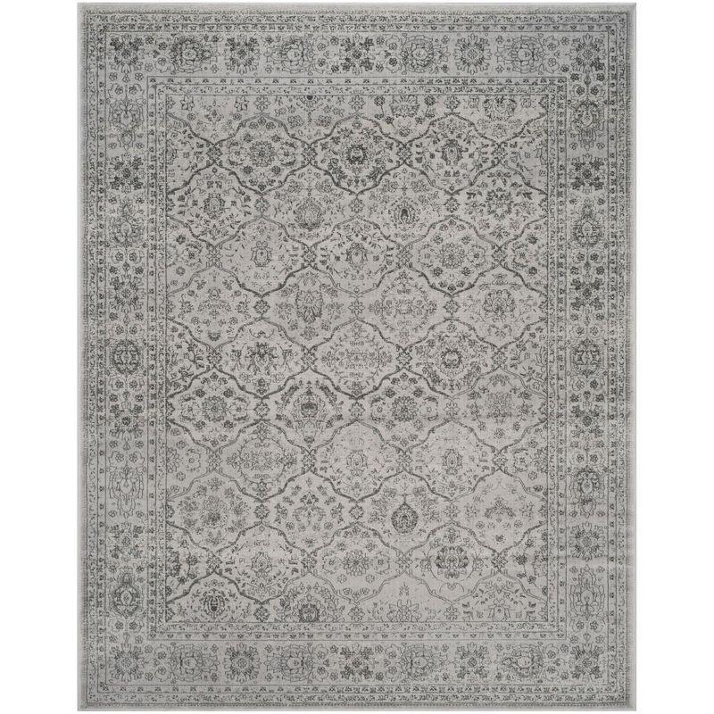 Elegant Light Grey & Grey 8' x 10' Synthetic Rectangular Area Rug