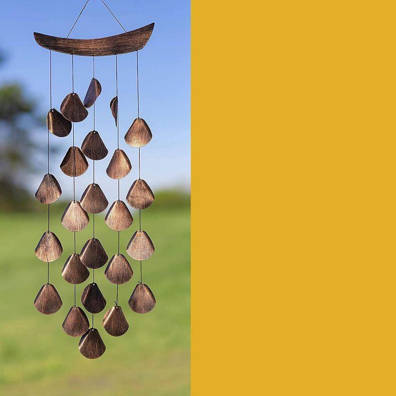 VP Home 30" H Iron Shimmering Mandala Wind Chimes for Outside, Brown