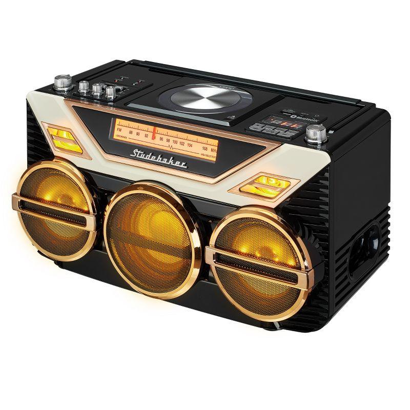 Studebaker Black Retro Boombox with Bluetooth and CD Player