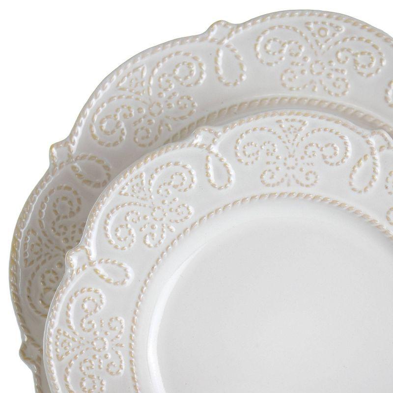 Luna White Porcelain Scalloped 16-Piece Dinnerware Set