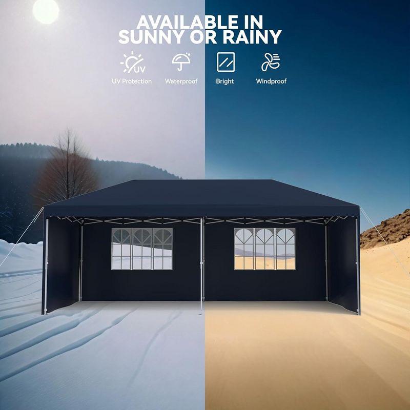 Garvee 10x20ft Pop Up Outdoor Canopy Tent with Removable Sidewalls,Patented One-Push Tent with Wheeled Bag,Uv Resistant & Waterproof,Navy Blue