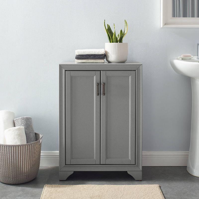 Distressed Gray Adjustable Shelf Bathroom Accent Cabinet