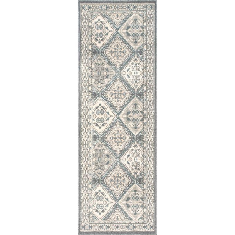 Charcoal Elegance 31'' Synthetic Tile Runner Rug - Stain-Resistant