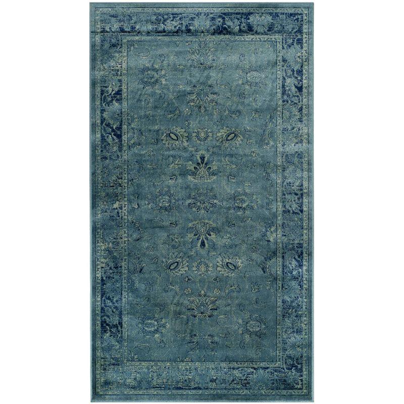 Vintage VTG117 Power Loomed Indoor Skid-Resistant Accent Rug - Turquoise/Multi - 3'3"x5'7" - Safavieh