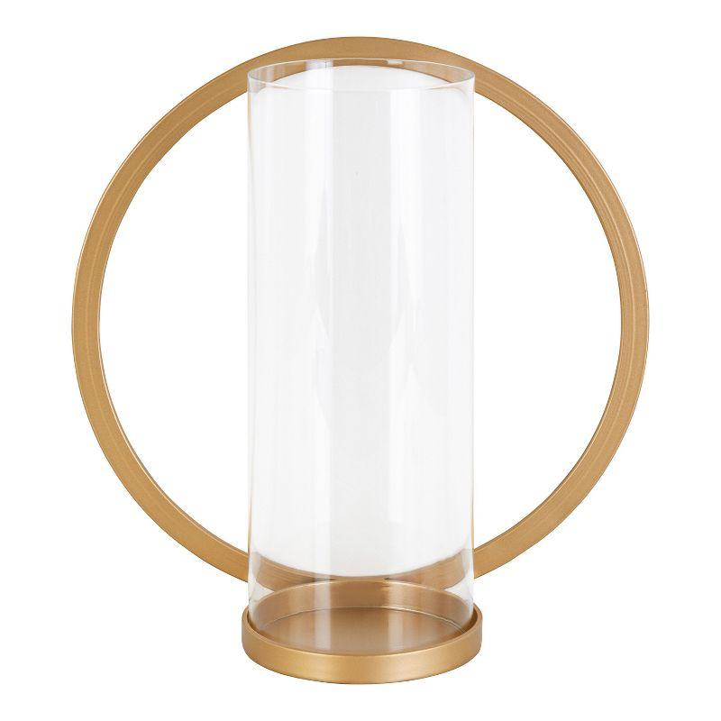 Kate and Laurel Khauli Round Metal Wall Sconce, 12" Diameter, Gold