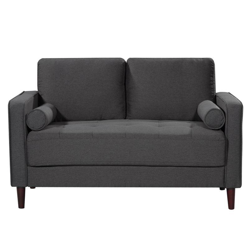 Giovanni Loveseat Gray - Lifestyle Solutions: Compact, Tufted, with Pocket Coils & High-Density Foam