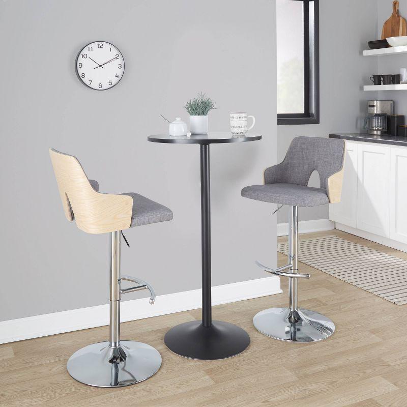 Set of 2 Stella Adjustable Barstools Chrome/Natural/Light Gray - LumiSource