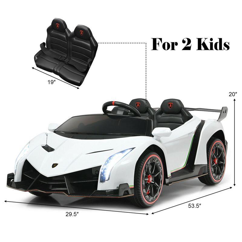 White 12V 2-Seater Lamborghini Kids Ride-On Car with RC