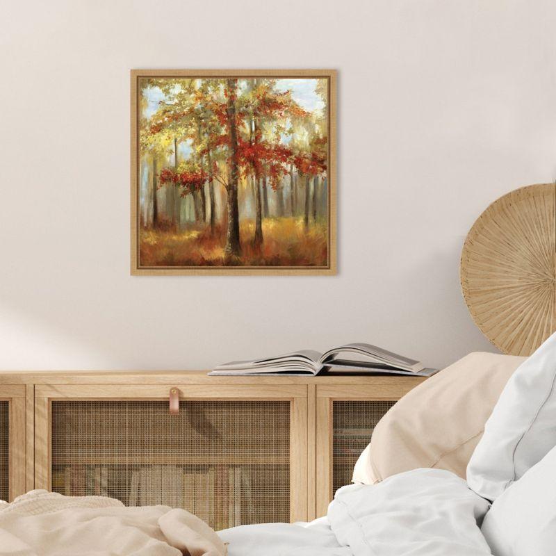 Soft Light Trees Landscape Canvas Print with Natural Frame