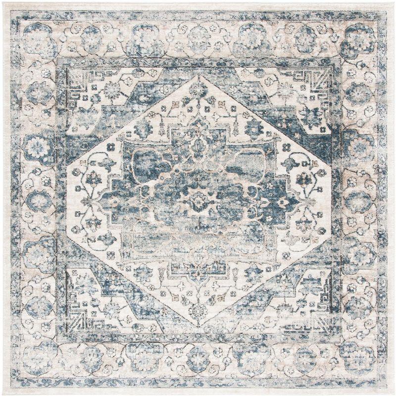 Oregon ORE868 Power Loomed Indoor Area Rug - 5'3"x5'3" - Ivory/Blue - Safavieh