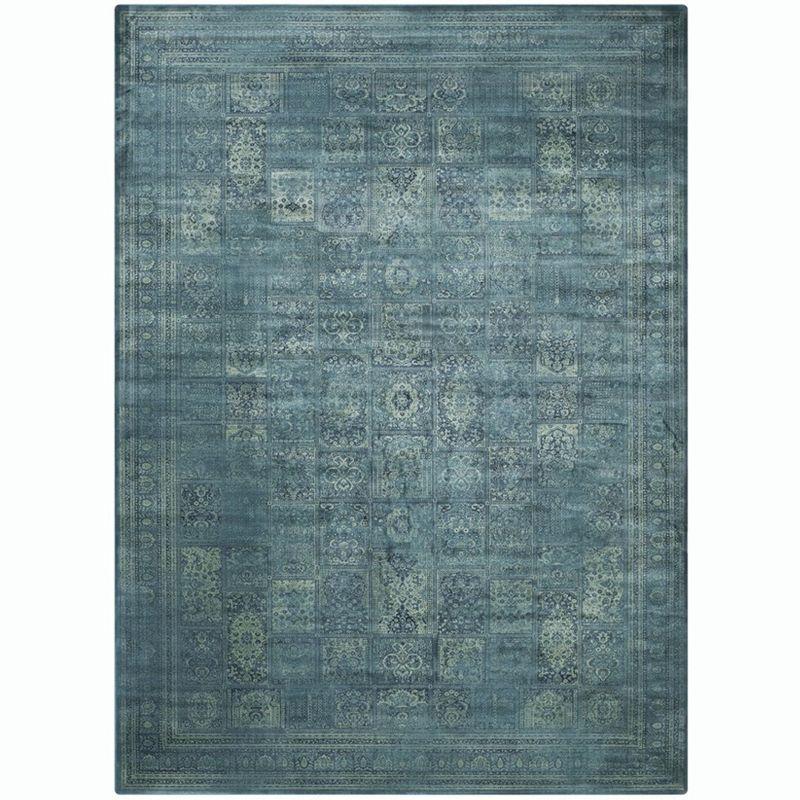 Turquoise Viscose 9' x 12' Reversible Rectangular Rug