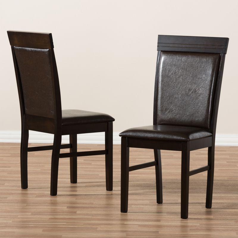 Set of 2 Thea Modern And Contemporary Faux Leather Upholstered Dining Chairs Dark Brown - Baxton Studio