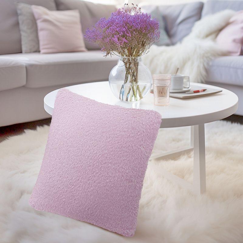 PAVILIA Set of 2 Fluffy Throw Pillow Covers, Decorative Faux Shearling Fur Square Cushion Accent for Bed Sofa Couch